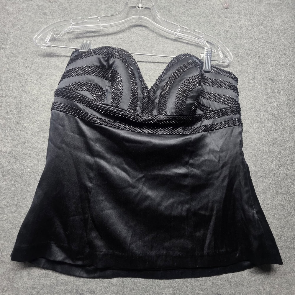 Arden B. Women's L Black 93% Silk Strapless Beaded Cocktail Mini Dress
